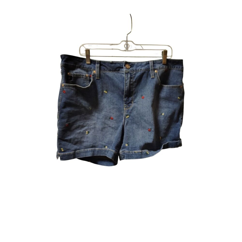 Melissa McCarthy Seven7 Women's Size 16 Floral Embroidered Denim Shorts